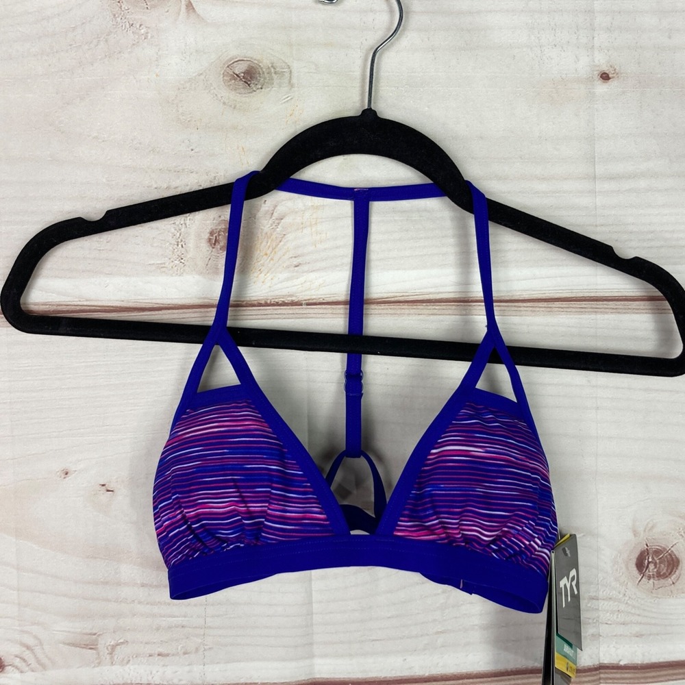 TYR Bikini Top Womens XS Purple Durafast Lite Active Cyprus Lani Y Back Pads